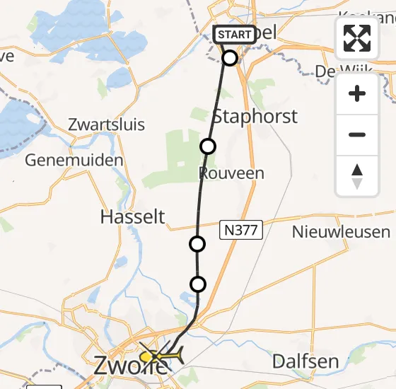 Vlucht Traumahelikopter PH-MAA van Meppel naar Zwolle op woensdag 3 juli 2024 13:22