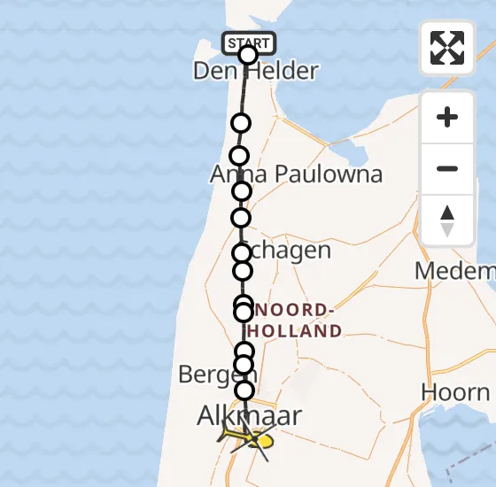 Vlucht Ambulancehelikopter PH-HOW van Den Hoorn naar Alkmaar op woensdag 3 juli 2024 13:40
