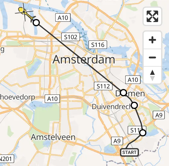 Vlucht Traumahelikopter PH-DOC van Academisch Medisch Centrum (AMC) naar Amsterdam Heliport op woensdag 3 juli 2024 13:45