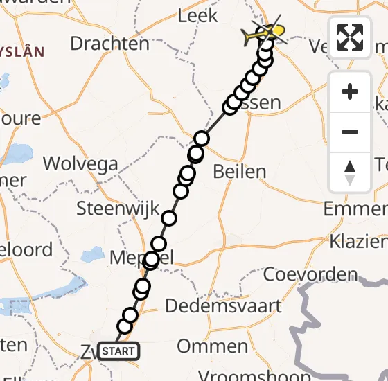 Vlucht Traumahelikopter PH-MAA van Zwolle naar Groningen Airport Eelde op woensdag 3 juli 2024 13:50