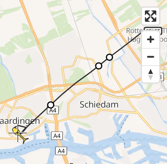 Vlucht Traumahelikopter PH-UMC van Rotterdam The Hague Airport naar Vlaardingen op woensdag 3 juli 2024 14:15