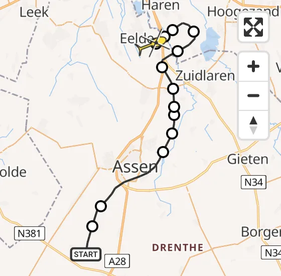 Vlucht Traumahelikopter PH-MAA van Hijken naar Groningen Airport Eelde op woensdag 3 juli 2024 15:42
