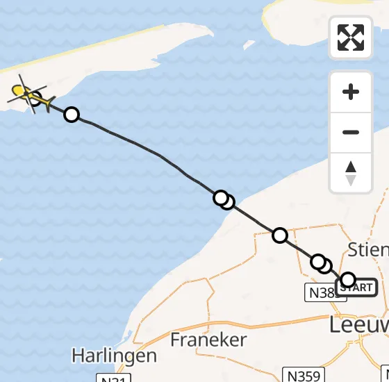 Vlucht Ambulancehelikopter PH-HOW van Vliegbasis Leeuwarden naar Landerum op woensdag 3 juli 2024 16:12