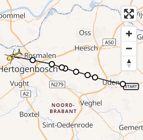 Vlucht Traumahelikopter PH-HVB van Vliegbasis Volkel naar 's-Hertogenbosch op woensdag 3 juli 2024 16:31