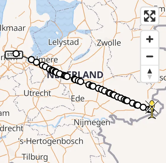 Vlucht Traumahelikopter PH-DOC van Amsterdam Heliport naar Winterswijk Miste op woensdag 3 juli 2024 16:36