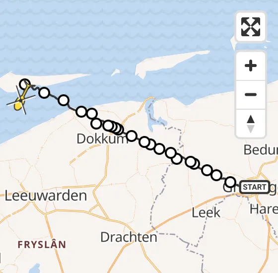 Vlucht Ambulancehelikopter PH-HOW van Groningen naar Ballum op woensdag 3 juli 2024 17:28