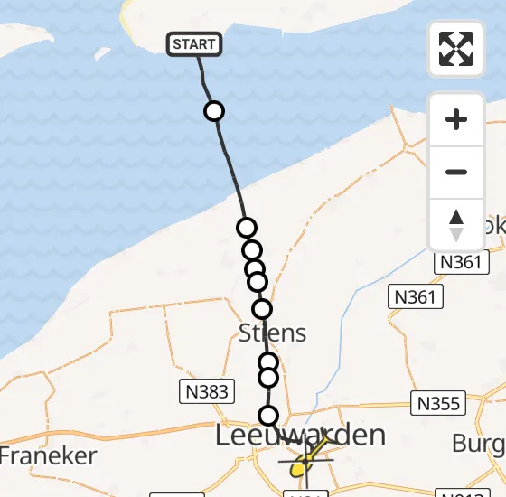 Vlucht Ambulancehelikopter PH-HOW van Ballum naar Leeuwarden op woensdag 3 juli 2024 18:03