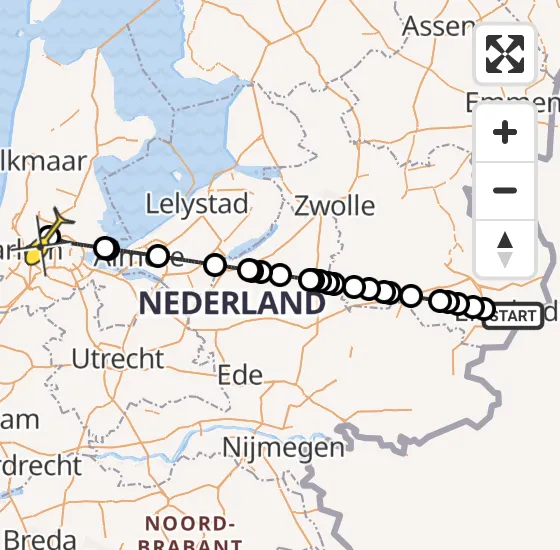 Vlucht Traumahelikopter PH-DOC van Enschede naar Amsterdam Heliport op woensdag 3 juli 2024 18:18