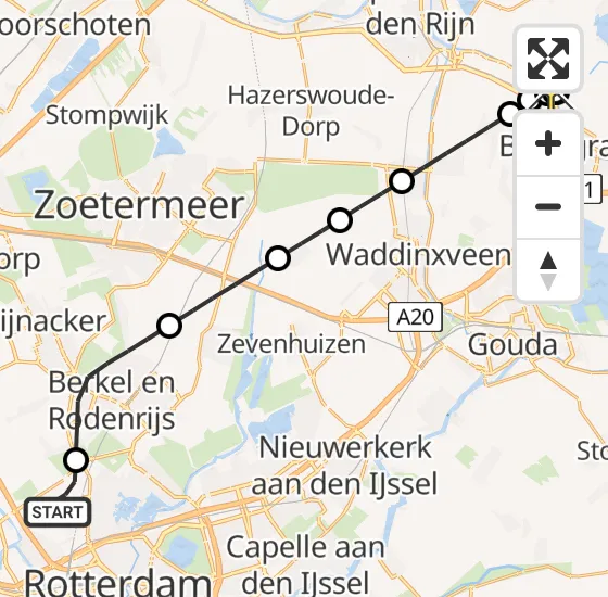 Vlucht Traumahelikopter PH-UMC van Rotterdam The Hague Airport naar Zwammerdam op woensdag 3 juli 2024 18:29