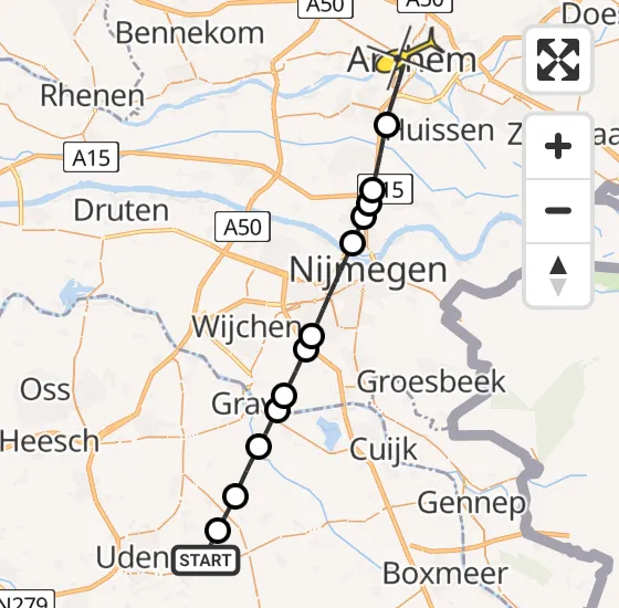 Vlucht Traumahelikopter PH-HVB van Vliegbasis Volkel naar Arnhem op woensdag 3 juli 2024 18:40
