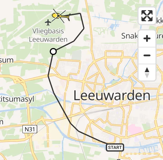 Vlucht Ambulancehelikopter PH-HOW van Leeuwarden naar Vliegbasis Leeuwarden op woensdag 3 juli 2024 18:46