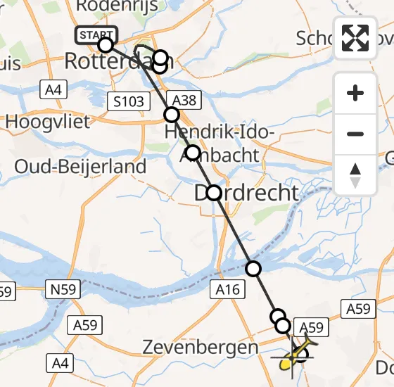 Vlucht Traumahelikopter PH-UMC van Rotterdam The Hague Airport naar Terheijden op woensdag 3 juli 2024 19:01