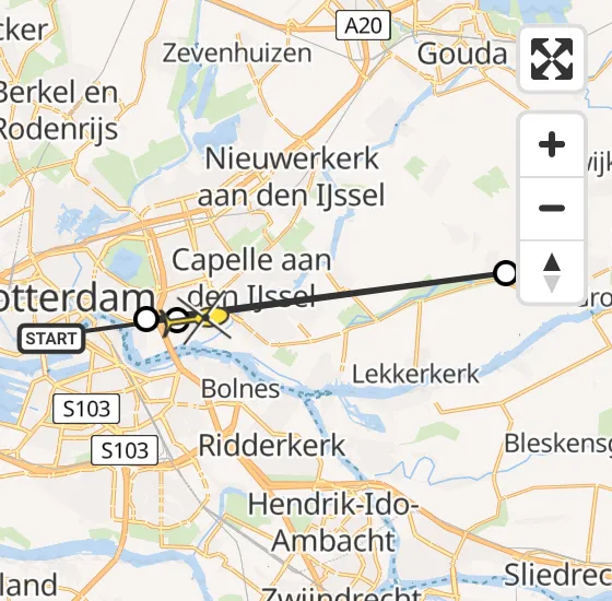Vlucht Traumahelikopter PH-UMC van Erasmus MC naar Capelle aan den IJssel op donderdag 4 juli 2024 7:04