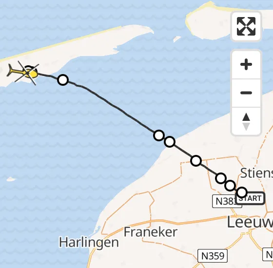 Vlucht Ambulancehelikopter PH-HOW van Vliegbasis Leeuwarden naar Midsland op donderdag 4 juli 2024 8:02