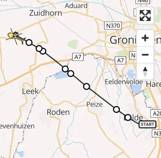 Vlucht Traumahelikopter PH-MAA van Groningen Airport Eelde naar Niekerk op donderdag 4 juli 2024 8:24