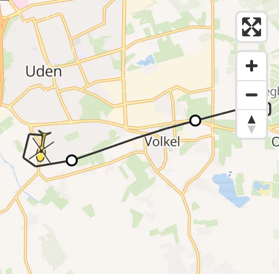 Vlucht Traumahelikopter PH-HVB van Vliegbasis Volkel naar Uden op donderdag 4 juli 2024 8:30