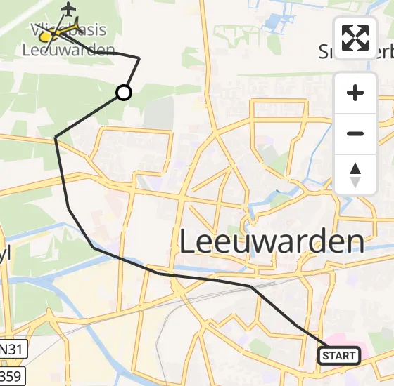 Vlucht Ambulancehelikopter PH-HOW van Leeuwarden naar Vliegbasis Leeuwarden op donderdag 4 juli 2024 9:20