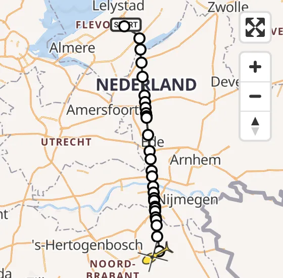 Vlucht Traumahelikopter PH-LLN van Lelystad Airport naar Vliegbasis Volkel op donderdag 4 juli 2024 10:27