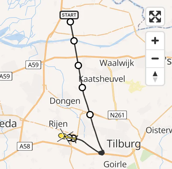 Vlucht Politiehelikopter PH-PXA van Almkerk naar Vliegbasis Gilze-Rijen op donderdag 4 juli 2024 11:39
