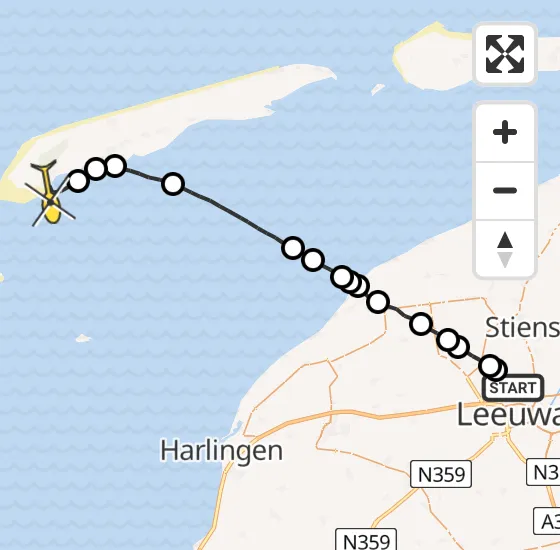 Vlucht Ambulancehelikopter PH-HOW van Vliegbasis Leeuwarden naar West-Terschelling op donderdag 4 juli 2024 11:46