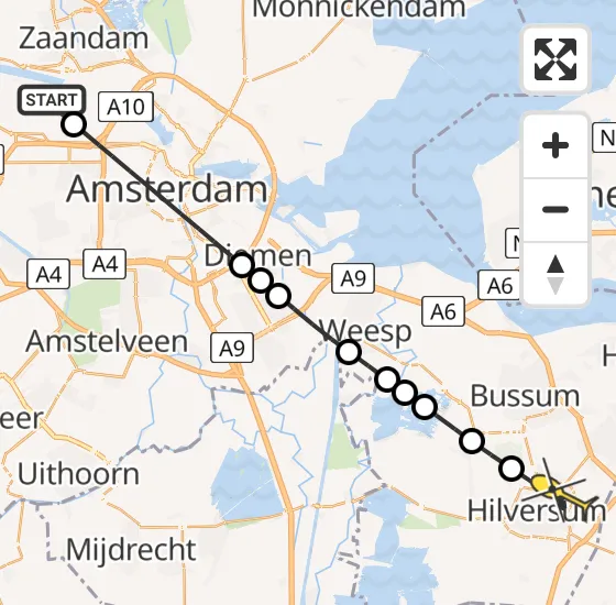 Vlucht Traumahelikopter PH-DOC van Amsterdam Heliport naar Hilversum op donderdag 4 juli 2024 12:23
