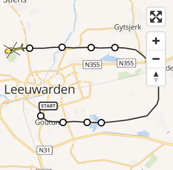 Vlucht Ambulancehelikopter PH-HOW van Leeuwarden naar Vliegbasis Leeuwarden op donderdag 4 juli 2024 12:51