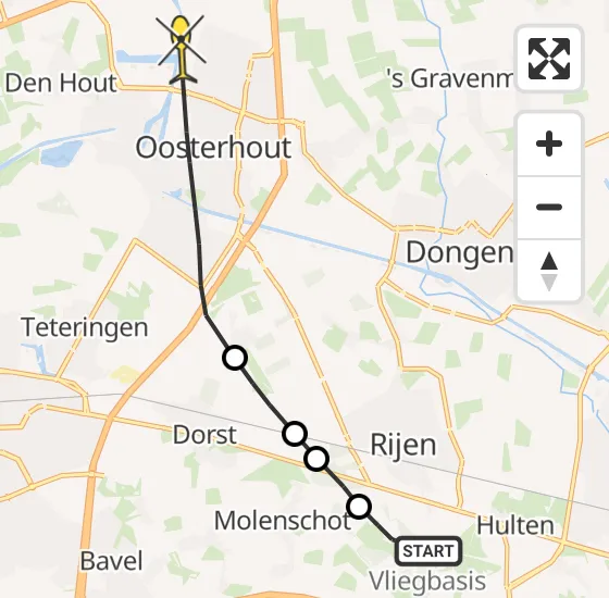 Vlucht Politiehelikopter PH-PXA van Vliegbasis Gilze-Rijen naar Oosterhout op donderdag 4 juli 2024 13:19