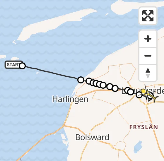 Vlucht Ambulancehelikopter PH-HOW van Vlieland naar Leeuwarden op donderdag 4 juli 2024 14:59