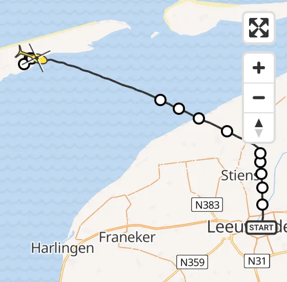 Vlucht Ambulancehelikopter PH-HOW van Leeuwarden naar Hoorn op donderdag 4 juli 2024 15:37