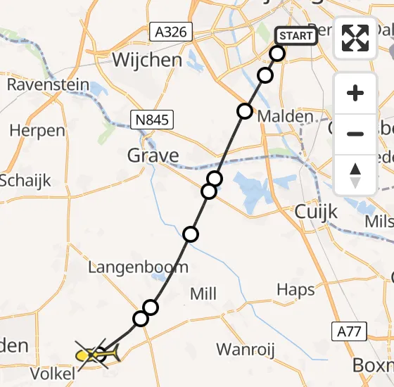 Vlucht Traumahelikopter PH-LLN van Radboud Universitair Medisch Centrum naar Vliegbasis Volkel op donderdag 4 juli 2024 16:26
