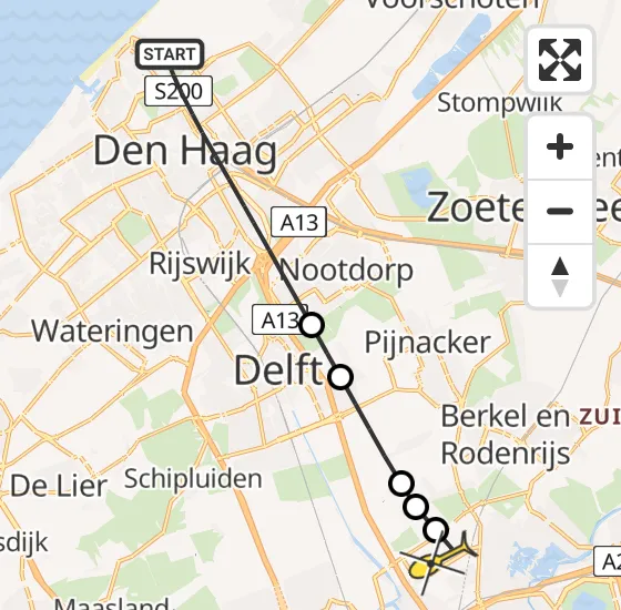 Vlucht Traumahelikopter PH-UMC van Den Haag naar Rotterdam The Hague Airport op donderdag 4 juli 2024 21:10