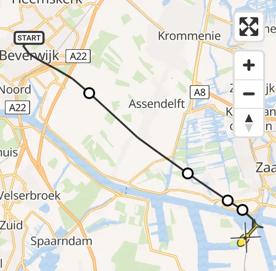 Vlucht Traumahelikopter PH-DOC van Beverwijk naar Amsterdam Heliport op donderdag 4 juli 2024 21:17