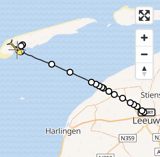 Vlucht Ambulancehelikopter PH-HOW van Vliegbasis Leeuwarden naar West-Terschelling op vrijdag 5 juli 2024 2:03