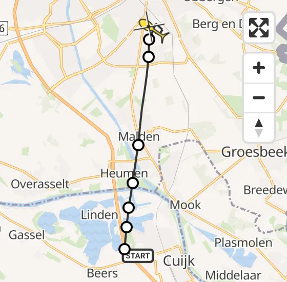 Vlucht Traumahelikopter PH-UMC van Cuijk naar Radboud Universitair Medisch Centrum op vrijdag 5 juli 2024 20:53