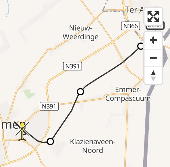 Vlucht Traumahelikopter PH-MAA van Ter Apel naar Emmen op zaterdag 6 juli 2024 1:18