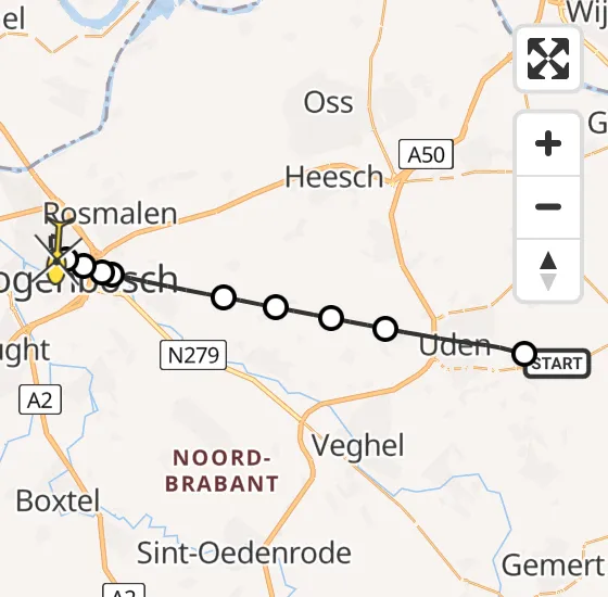 Vlucht Traumahelikopter PH-LLN van Vliegbasis Volkel naar 's-Hertogenbosch op zaterdag 6 juli 2024 2:19