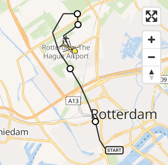 Vlucht Traumahelikopter PH-UMC van Erasmus MC naar Rotterdam The Hague Airport op zaterdag 6 juli 2024 2:42