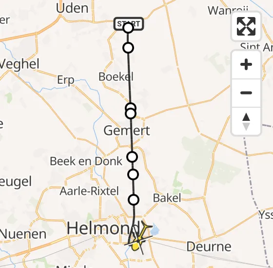 Vlucht Traumahelikopter PH-LLN van Vliegbasis Volkel naar Helmond op zaterdag 6 juli 2024 6:24