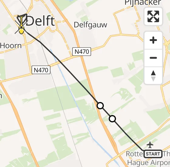 Vlucht Traumahelikopter PH-UMC van Rotterdam The Hague Airport naar Delft op zaterdag 6 juli 2024 8:26