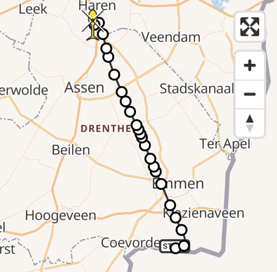 Vlucht Traumahelikopter PH-MAA van Schoonebeek naar Groningen Airport Eelde op zaterdag 6 juli 2024 9:39