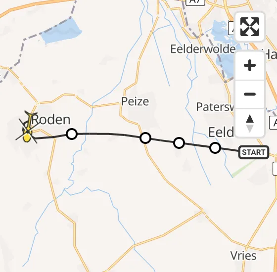 Vlucht Traumahelikopter PH-MAA van Groningen Airport Eelde naar Roden op zaterdag 6 juli 2024 10:22