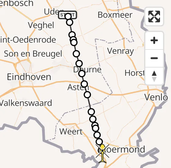 Vlucht Traumahelikopter PH-LLN van Vliegbasis Volkel naar Heel op zaterdag 6 juli 2024 12:00