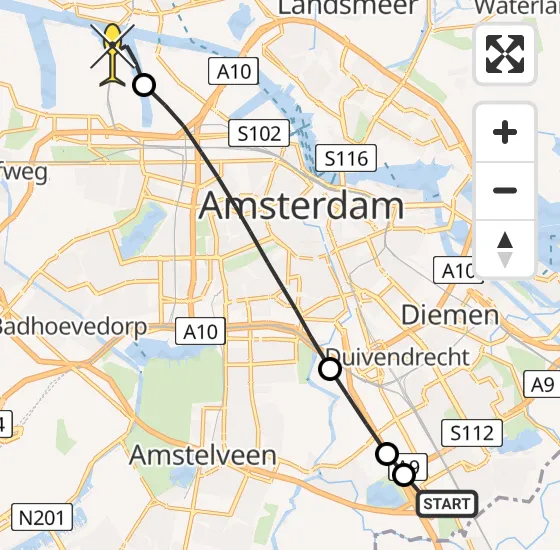 Vlucht Traumahelikopter PH-DOC van Academisch Medisch Centrum (AMC) naar Amsterdam Heliport op zaterdag 6 juli 2024 12:23