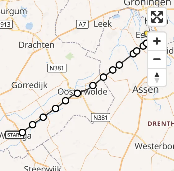 Vlucht Traumahelikopter PH-MAA van Wolvega naar Groningen Airport Eelde op zaterdag 6 juli 2024 12:33