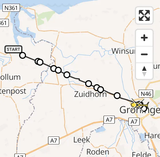 Vlucht Ambulancehelikopter PH-OOP van Engwierum naar Groningen op zaterdag 6 juli 2024 13:25