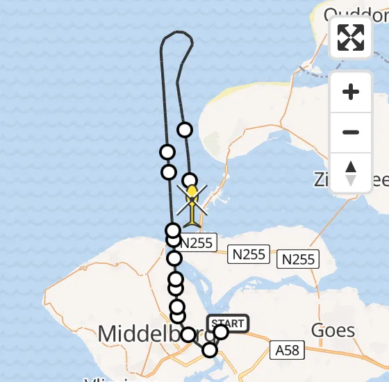 Vlucht Kustwachthelikopter PH-NCG van Vliegveld Midden-Zeeland naar Vrouwenpolder op zaterdag 6 juli 2024 14:12