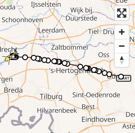 Vlucht Traumahelikopter PH-LLN van Vliegbasis Volkel naar Werkendam op zaterdag 6 juli 2024 14:57