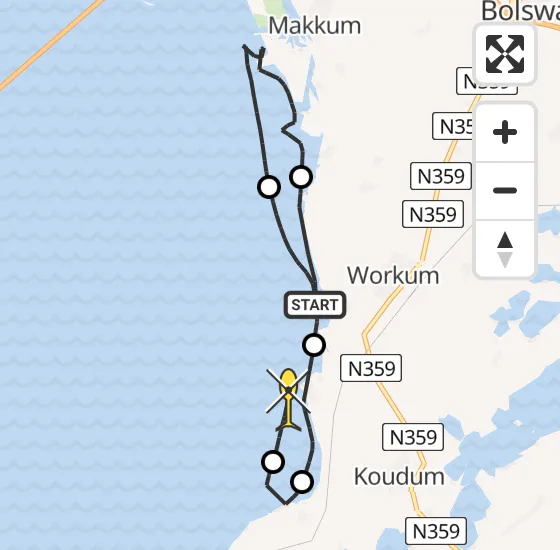 Vlucht Kustwachthelikopter PH-SAR van Workum naar Hindeloopen op zaterdag 6 juli 2024 15:27