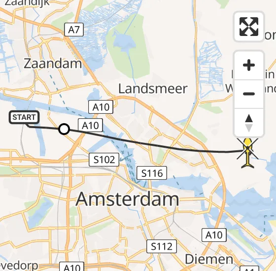 Vlucht Traumahelikopter PH-DOC van Amsterdam Heliport naar Amsterdam op zaterdag 6 juli 2024 15:31