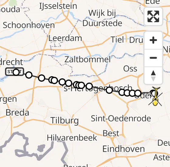 Vlucht Traumahelikopter PH-LLN van Werkendam naar Vliegbasis Volkel op zaterdag 6 juli 2024 15:41